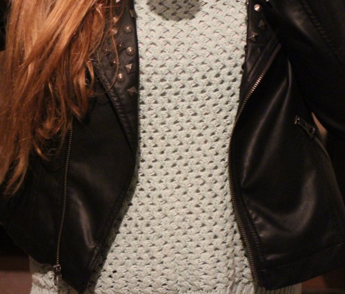 Heavy knit and leather